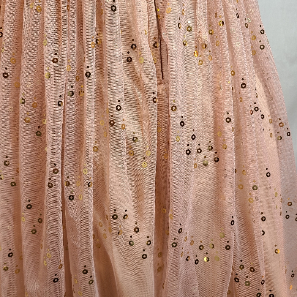 City Studio Criss Cross Strap Blush Sequin Mini Dress - Picture 7 of 7